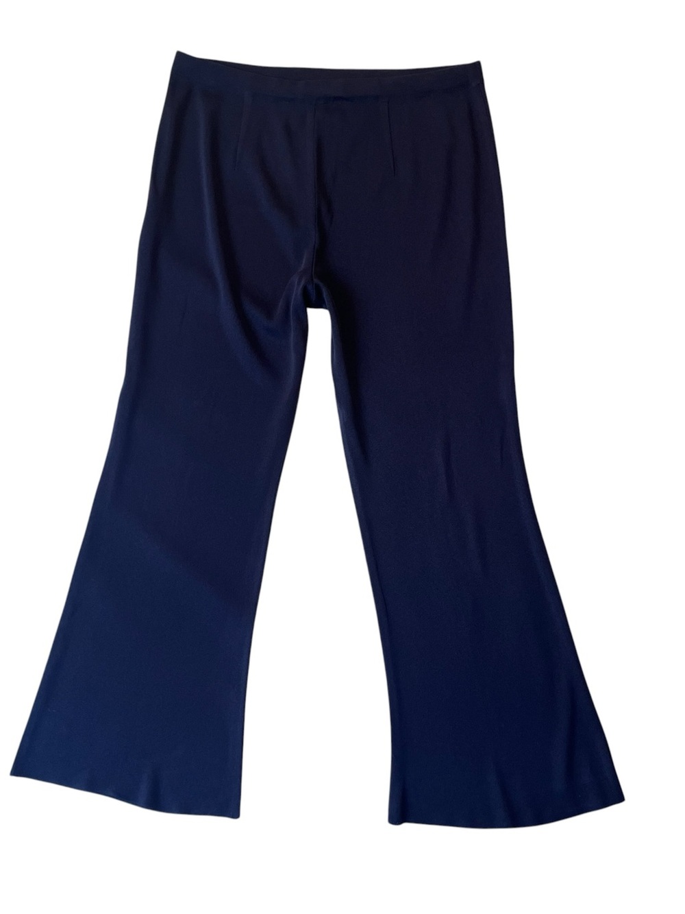 Exclusively Misook Flare leg pants XL Navy blue Pull on elastic waist Knit Women